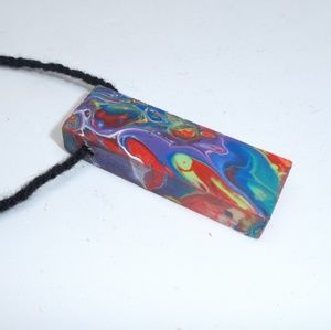 Artisan jewelry Painted Wooden Necklace